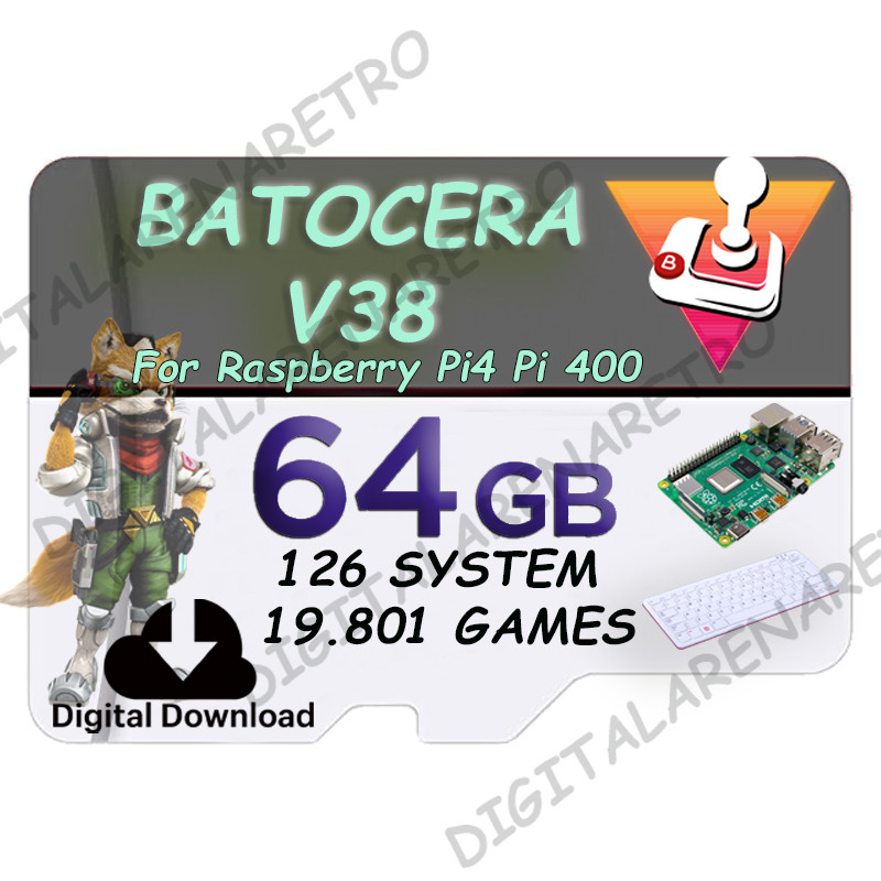 BATOCERA 38 64GB FOR RASPBERRY PI4 - PI400
